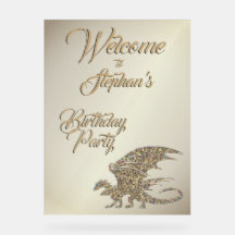 Surpreendente Dragão Dourado Mosaico Aniversário P