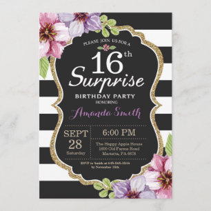Surpresa 16º Aniversário Convite Dourado