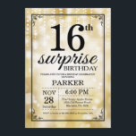 Surpresa 16º Aniversário Convite Dourado Literatur<br><div class="desc">Surpreenda o 16º Convite de Aniversário com Luzes de Cordas Douradas com Dourado Fundo Glitter. Dourado Aniversário. Aniversário de criança. Convidar Menino ou Menina. 13 15 16º 18º 20 21rua 30 40º 50º 60º 80 de 70 100º, qualquer idade. Para mais personalização, clique no botão "Personalizar" e use nossa ferramenta...</div>