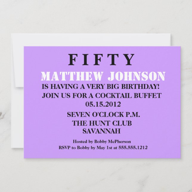 Surpresa 50º Convite de Aniversário (Frente)