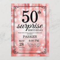 Surpresa 50.º Aniversário Convite Vermelho