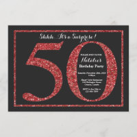 Surpresa 50.º Aniversário Convite Vermelho