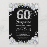 Surpresa 60º Aniversário Convite Silver Diamond<br><div class="desc">Surpresa 60º Convite de Aniversário. Fundo do Quadro de Diamantes do Silver Rhinestone. Convite para o Elegante Birthday Bash. Preto e branco. Aniversário Adulto. Aniversário das mulheres. Homens Aniversário. Para mais personalização,  clique no botão "Personalizar" e use a ferramenta design para modificar este modelo.</div>