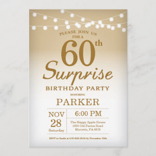 Surpresa 60º Convite de Aniversário Dourado