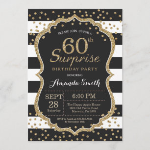 Surpresa 60º Convite de Aniversário. Dourado bri