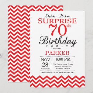 Surpresa 70 de Aniversário Convite Red Chevron