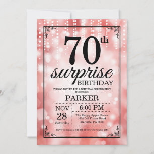 Surpresa 70 de Aniversário Convite Vermelho Glitte