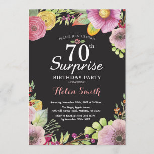 Surpresa 70 Floral Convite de Aniversário para Mul