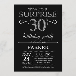 Surpresa aniversário de 30 anos de Convite Preto e