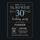 Surpresa aniversário de 30 anos de Convite Preto e<br><div class="desc">Convite para aniversário de 30 anos surpresa com fundo brilhante preto e lacrimogêneo. Chalkboard. Aniversário Adulto. Homens ou Mulheres no Dia Convidam. Qualquer idade. Para mais personalização,  clique no botão "Personalizar" e use nossa ferramenta de design para modificar este modelo.</div>