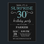 Surpresa aniversário de 30 anos de Convite Preto e<br><div class="desc">Convite para aniversário de 30 anos surpresa com fundo brilhante preto e lacrimogêneo. Chalkboard. Aniversário Adulto. Homens ou Mulheres no Dia Convidam. Qualquer idade. Para mais personalização,  clique no botão "Personalizar" e use nossa ferramenta de design para modificar este modelo.</div>