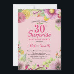 Surpresa aniversário de 30 anos Floral Convite par<br><div class="desc">Surpresa aniversário de 30 anos Floral Convite para Mulheres. Camada De Água Floral,  Cor De Rosa. 16º 18º 21rua 30 40º 50º 60º 80 de 70 de 100º. Qualquer Idade. Para mais personalização,  clique no botão "Personalizar" e use nossa ferramenta de design para modificar este modelo.</div>