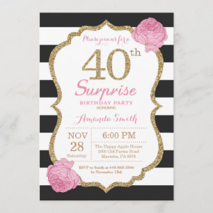 Surpresa aniversário de 40 anos de Convite Preto-R