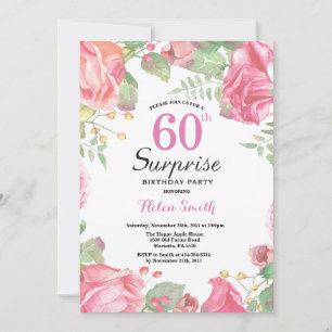 Surpresa Básica Floral 60º Convite de Aniversár
