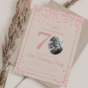 SURPRESA Convite de Aniversário de 70 anos Rosa Do