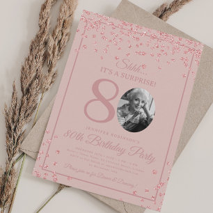 Surpresa Convite de Aniversário de 80 anos Rosa Do