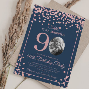 SURPRESA Convite de Aniversário de 90 anos Rosa Do