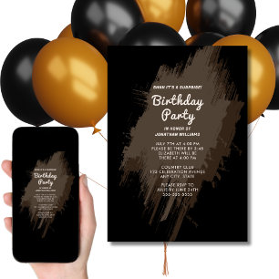 Surpresa digital Convite de aniversário preto neut