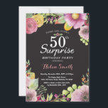 Surpresa Floral 50º Convite de Aniversário para Mu<br><div class="desc">Surpresa Floral 50º Convite de Aniversário para Mulheres. Fundo do quadro negro,  branco,  cor de água. 16º 18º 80 21 30 40º 50º rua 100º 70.
Para mais personalização,  clique no botão "Personalizar" e use a ferramenta design para modificar este modelo.</div>