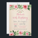 Surpresa Floral 50º Convite de Aniversário Rosa<br><div class="desc">Floral Surprise 50º Aniversário Invitation Pink Watercolor Flower. Aniversário Adulto. As Mulheres De Bday Bash Convidam. Flor Floral Rosa. Vintage. 13 15 16º 18º 20 21 rua 30 40º 50º 80 de 60º 70 de 100º, qualquer idade. Para mais personalização, clique no botão "Personalizar" e use a ferramenta design para...</div>