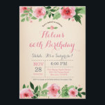 Surpresa Floral 60º Convite de Aniversário Rosa<br><div class="desc">Floral Surprise 60º Aniversário Invitation Pink Watercolor Flower. Aniversário Adulto. As Mulheres De Bday Bash Convidam. Flor Floral Rosa. Vintage. 13 15 16º 18º 20 21 rua 30 40º 50º 80 de 60º 70 de 100º, qualquer idade. Para mais personalização, clique no botão "Personalizar" e use a ferramenta design para...</div>