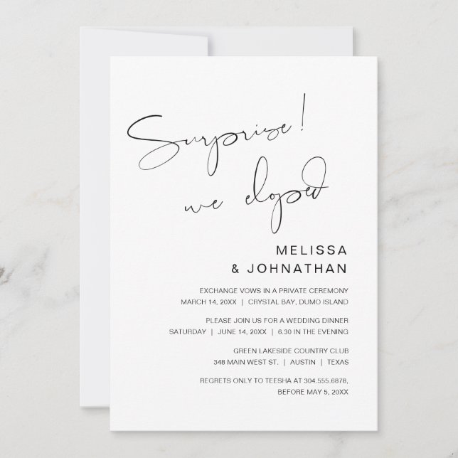 Surpresa, nós fugimos, convite do Partido de Elope (Frente)