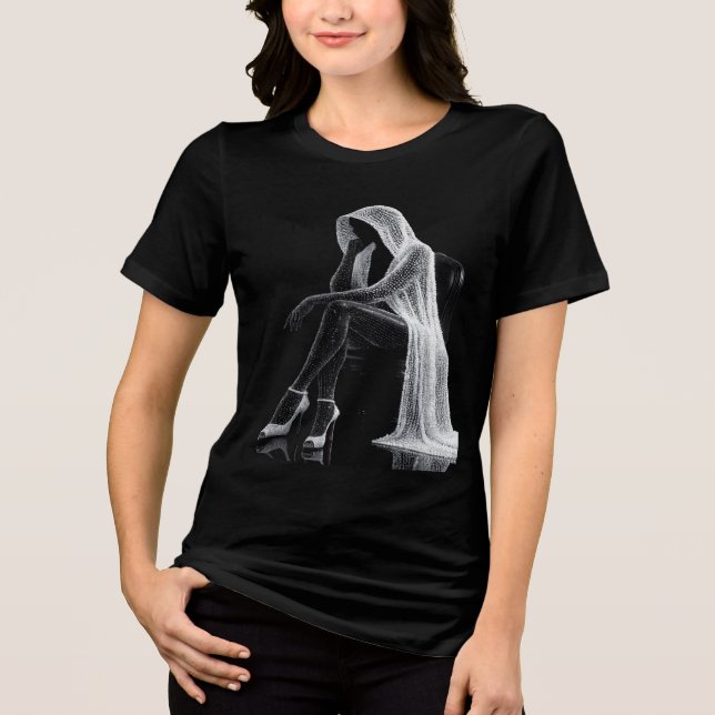 Surreal Emotional Figure Art Women’s Black T-Shirt (Frente)