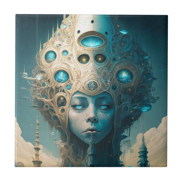 Surreal Futurística Mulher Alienígena Lanscape (Frente)