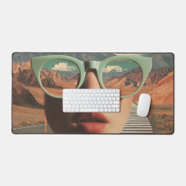 Surreal Portrait With Glasses Reflecting Desert