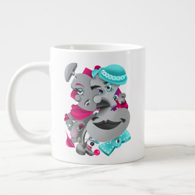 Surreal Rostos Negros e Artísticos Grande Xícara d (Esquerda)