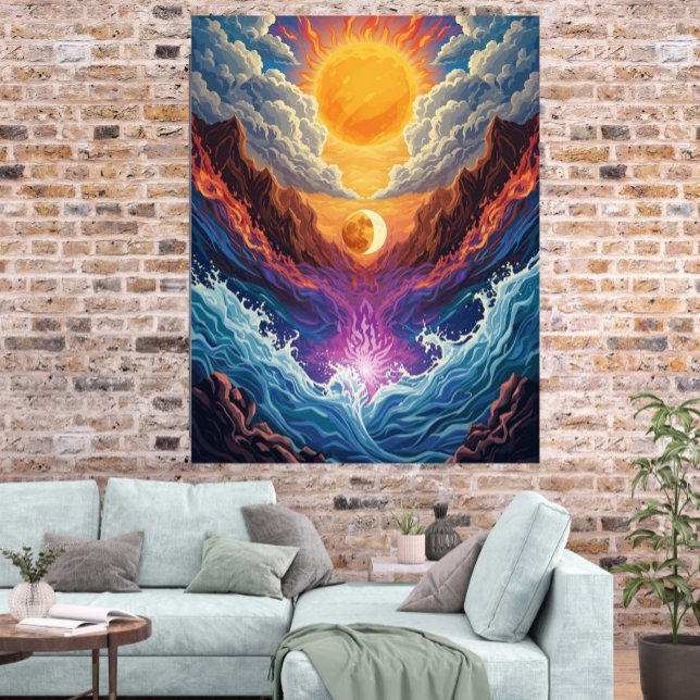 Surreal Sun and Moon Abstract Landscape Poster (Criador carregado)