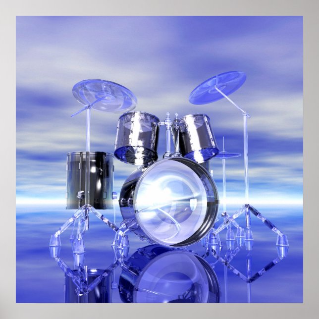 Surrealistic Drumset on the Beach Music Poster (Frente)
