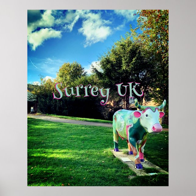 Surrey UK Cow Art Poster (Frente)