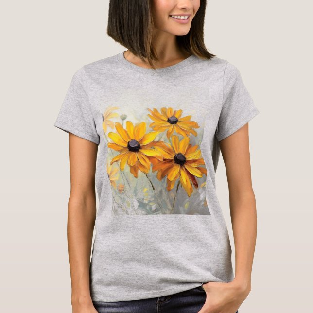 Susan Flowers de olhos negros, camiseta básica fem (Frente)