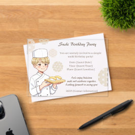 Sushi Birthday Party Invitation with Cute Anime