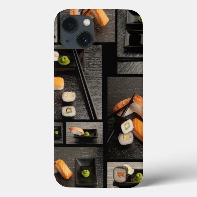Sushi collection on black background (Verso)