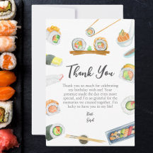 Sushi e Sashimi de Aquarela Agradecimento de Anive