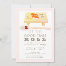 Sushi Roll Rosa Convite de festas de Ano Novo