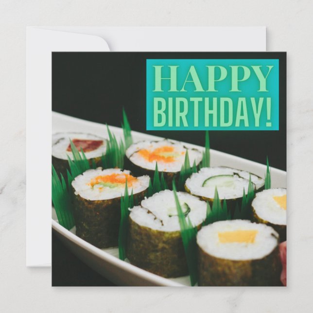 Sushi Rolls Happy Birthday Card (Frente)