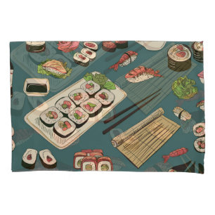 Sushi Rolls: Vintage sem costura colorida.