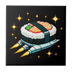 Sushi Spaceship Pixel Art Voando Sushi Roll Design