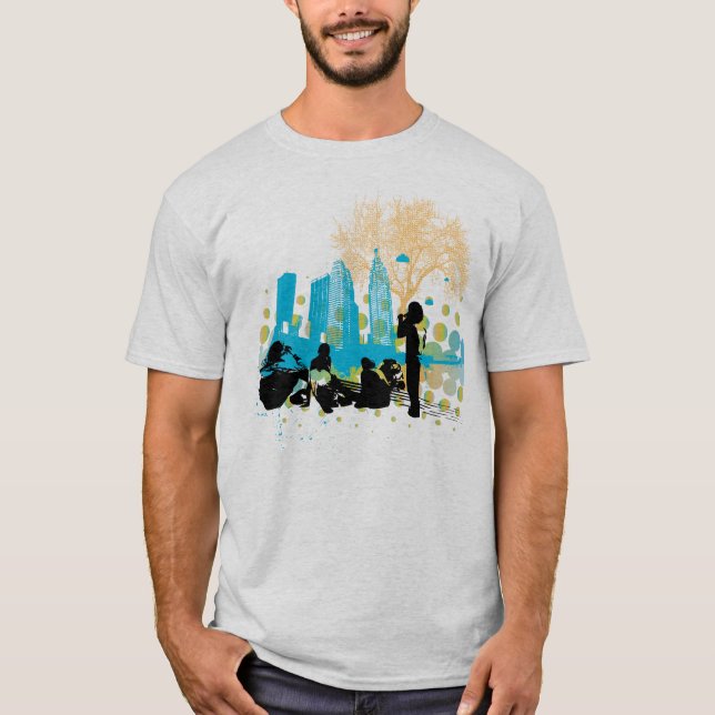 suspensão para fora com o gang2 na camisa modelada (Frente)