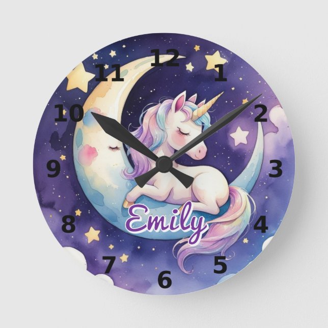 Suspirando Unicórnio em Relógio de Nome Editável d (Frente)