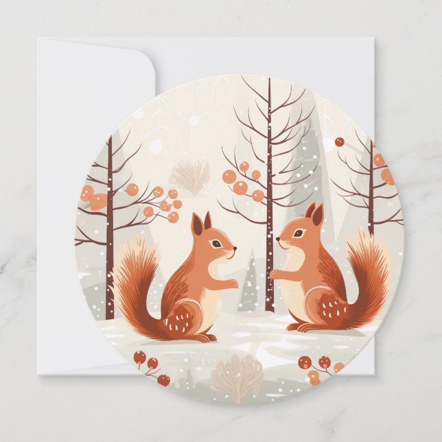 Suspiros de inverno - Cartões de natal de esquilo (Frente)