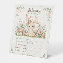 Süßes Baby Hasen Design mit Geburtsdaten Feldern