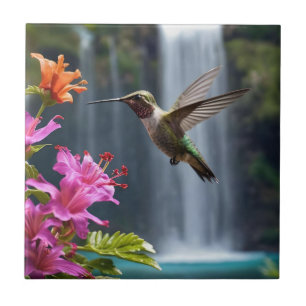 "Sussuros da Natureza: Hummingbird, Cascata