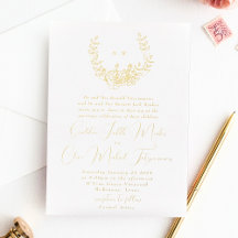 Sutil Coroa Clássica Monograma Casamento Dourado