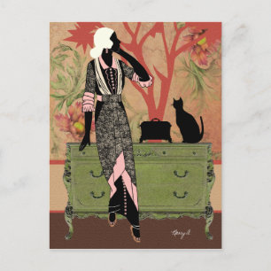 Suzanne em Laranja e Verde - Cartões postais