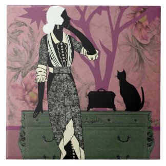 Suzanne & gato, forma do vintage no Lilac & verde