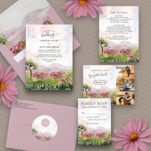 Country Meadow Watercolor Wedding Suite